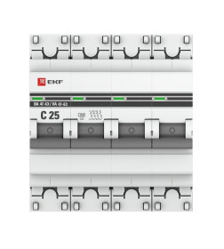 Автоматический выключатель 4P 25А (C) 4,5kA ВА 47-63 EKF PROxima