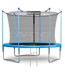 Батут Atlas Sport 252 см (8ft) BASIC с внутренней сеткой и лестницей BLUE