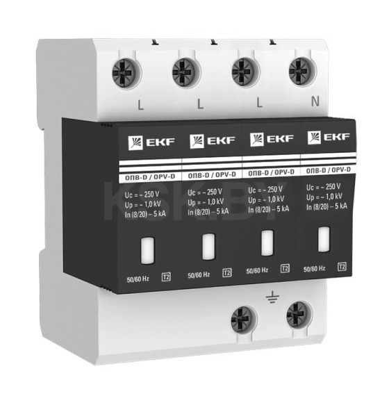 Ограничитель импульсных напряжений ОПВ-D/4P In 5кА 275В с сигн. EKF PROxima (opv-d4) 