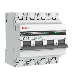 Автоматический выключатель 4P 16А (C) 4,5kA ВА 47-63 EKF PROxima