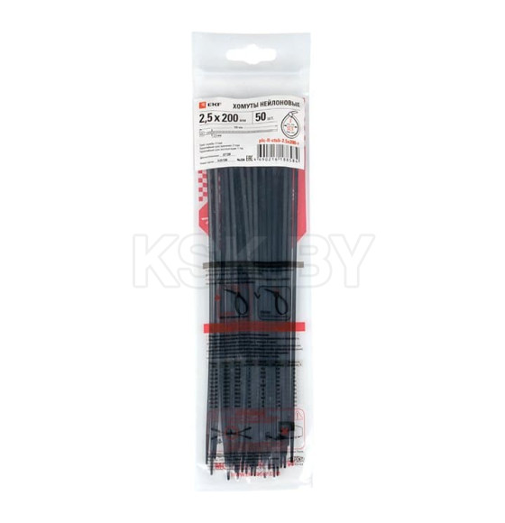 Хомут P6.6 стандартный (ч), 2.5x200 (50шт) FlexLock PROxima (plc-fl-ctsb-2.5x200-r) 