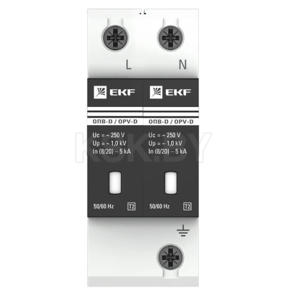 Ограничитель импульсных напряжений ОПВ-D/2P In 5кА 275В с сигн. EKF PROxima (opv-d2) 