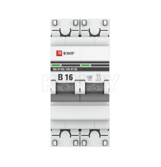 Автоматический выключатель 2P 16А (В) 4,5kA ВА 47-63 EKF PROxima (mcb4763-2-16B-pro) 