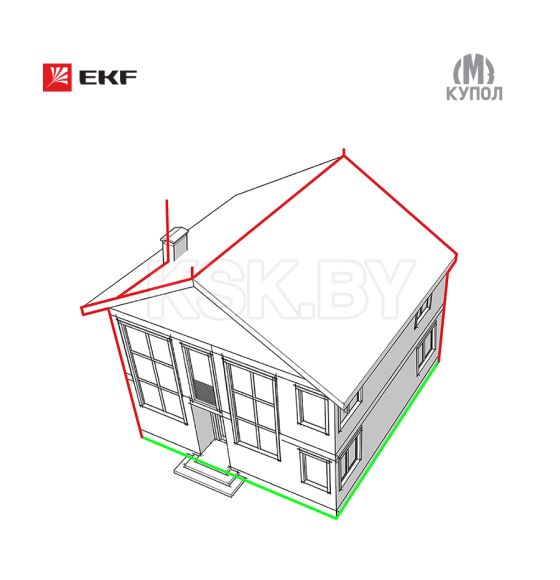 Комплект молниезащиты частного дома габ. 8х8м EKF PROxima (lp-8x8) 