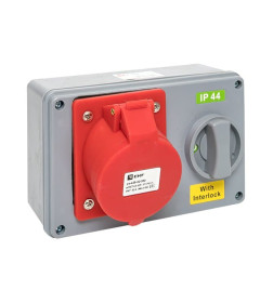 Розетка с блокировкой и выключателем 1425 3Р+РЕ+N 32А 380В IP44 EKF
