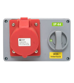 Розетка с блокировкой и выключателем 1425 3Р+РЕ+N 32А 380В IP44 EKF