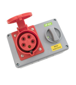 Розетка с блокировкой и выключателем 1425 3Р+РЕ+N 32А 380В IP44 EKF
