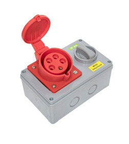 Розетка с блокировкой и выключателем 1425 3Р+РЕ+N 32А 380В IP44 EKF
