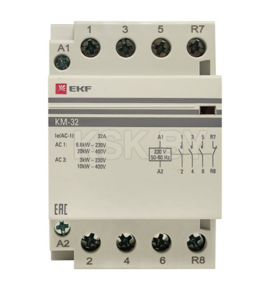 Контактор модульный КМ 32А 3NО+NC (3 мод.) EKF PROxima (km-3-32-31) 