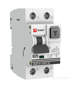 Дифференциальный автомат АВДТ-63 25А 10мА (характеристика B, электронный, тип А) 6кА EKF PROxima