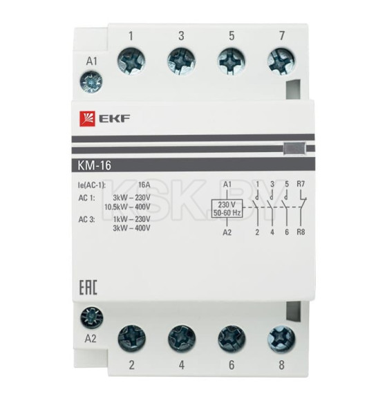 Контактор модульный КМ 16А 2NО+2NC (3 мод.) EKF PROxima (km-3-16-22) 