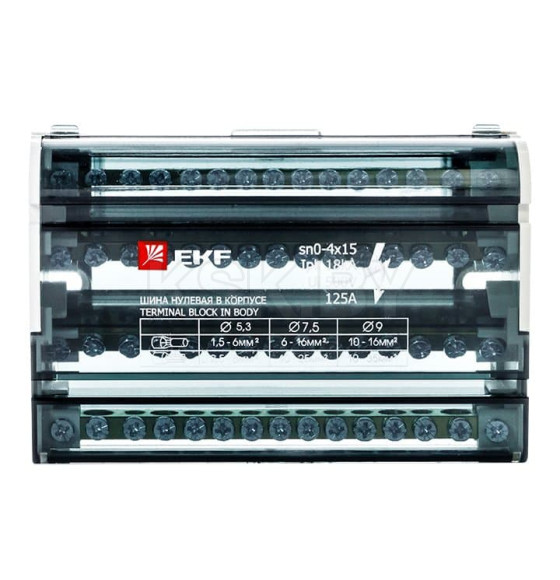 Шина нулевая в корпусе (4х15) EKF PROxima (sn0-4x15) 