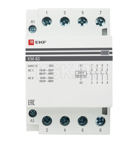 Контактор модульный КМ 63А 4NО (3 мод.) EKF PROxima (km-3-63-40) 