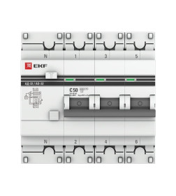 Дифференциальный автомат АД-32 3P+N 50А/30мА (хар. C, AC, электронный, защита 270В) 4,5кА EKF PROxima