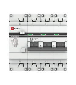 Дифференциальный автомат АД-32 3P+N 63А/100мА (хар. C, AC, электронный, защита 270В) 4,5кА EKF PROxima