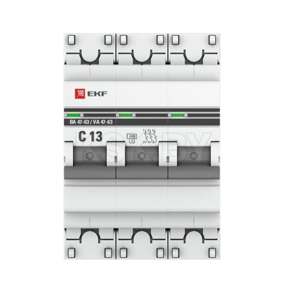 Автоматический выключатель 3P 13А (C) 4,5kA ВА 47-63 EKF PROxima (mcb4763-3-13C-pro) 