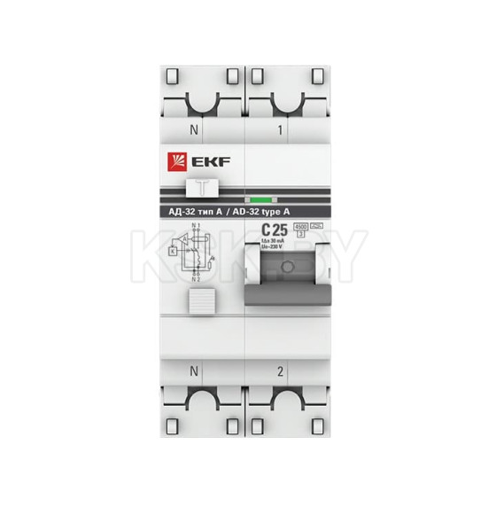 Дифференциальный автомат АД-32 1P+N 25А/30мА (тип А) EKF PROxima (DA32-25-30-a-pro) 