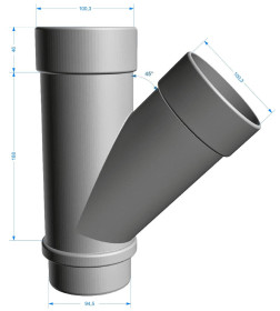 Тройник трубы 45° Docke Lux Графит ПВХ