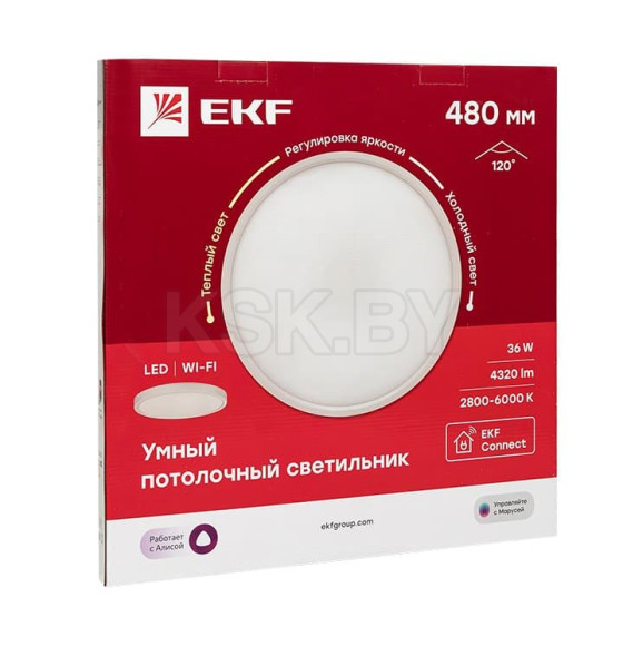 Умный потолочный светильник 480 мм 36W EKF Connect (sclwf-480-cct) 