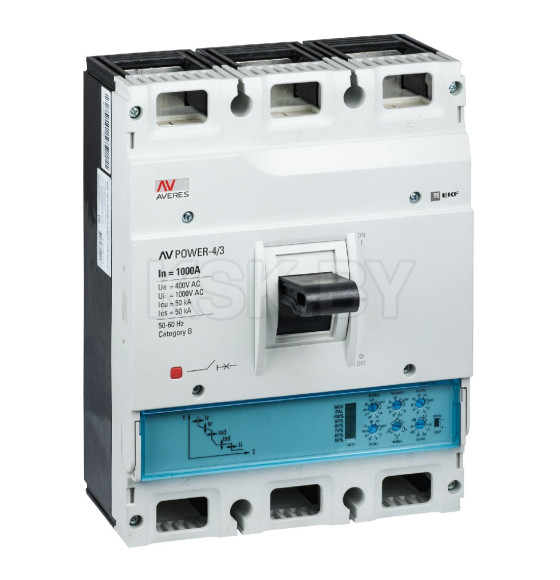 Автоматический выключатель AV POWER-4/3 1000А 50kA ETU2.2 (mccb-43-1000-2.2-av) 