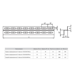 Профиль перфорированный Z-образный 25х30х2000 мм (2 мм) EKF
