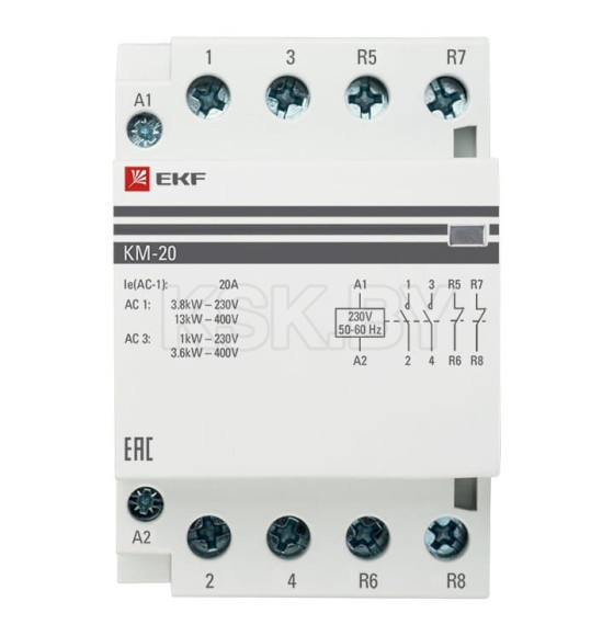 Контактор модульный КМ 20А 2NО+2NC (3 мод.) EKF PROxima (km-3-20-22) 