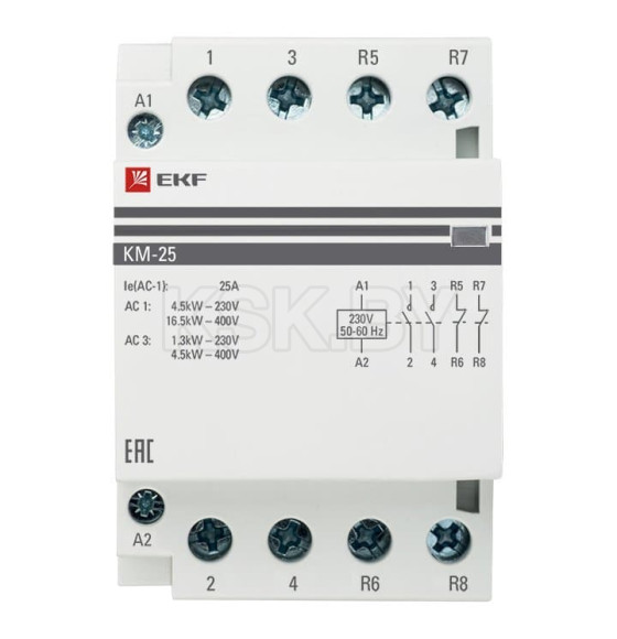 Контактор модульный КМ 25А 2NО+2NC (3 мод.) EKF PROxima (km-3-25-22) 