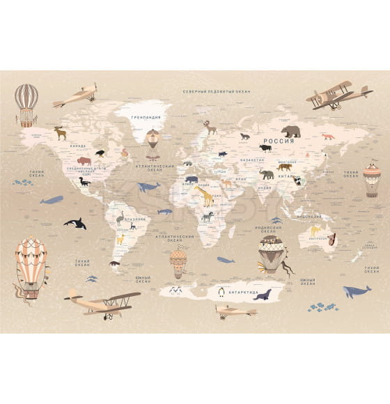 Фотообои Vimala Карта мира FCZ003250, 2700х4000мм (FCZ003250) 