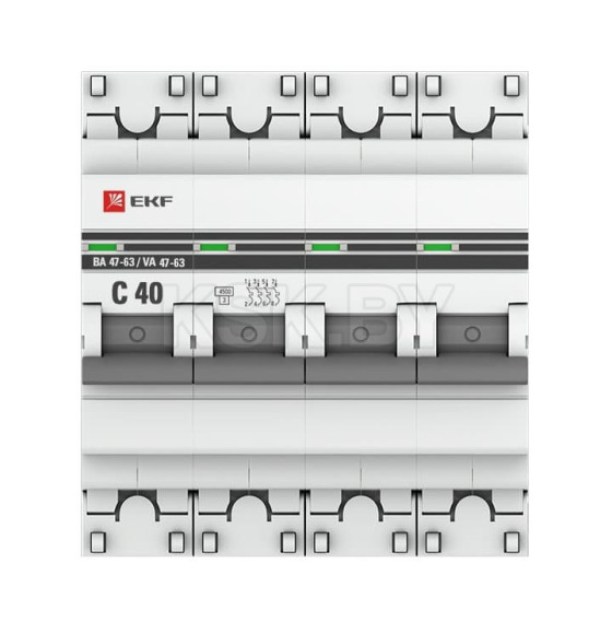Автоматический выключатель 4P 40А (C) 4,5kA ВА 47-63 EKF PROxima (mcb4763-4-40C-pro) 