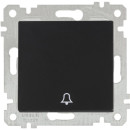 Выключатель кнопочный, символ - звонок, пруж. зажимы, черный мат Rita, Mutlusan (2200-407-0184Z) 