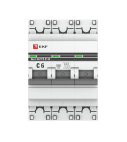 Автоматический выключатель 3P 6А (C) 4,5kA ВА 47-63 EKF PROxima