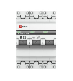 Автоматический выключатель 3P 25А (В) 4,5kA ВА 47-63 EKF PROxima