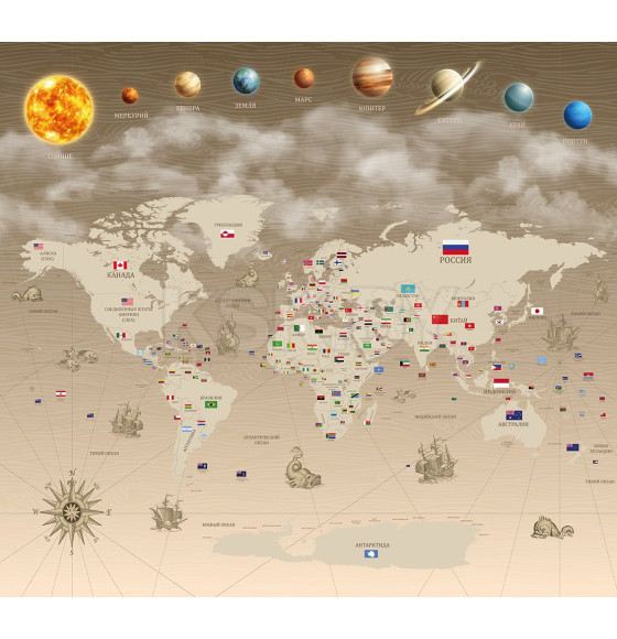 Фотообои Vimala Карта мира FBZ003225, 2700х3000мм (FBZ003225) 