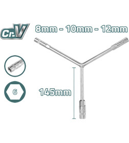 Ключ торцевой Y-образный 8-10-12 мм TOTAL THYSW081012