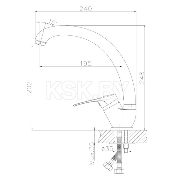 Смеситель для кухни Rossinka Silvermix B35-25 (B35-25) 