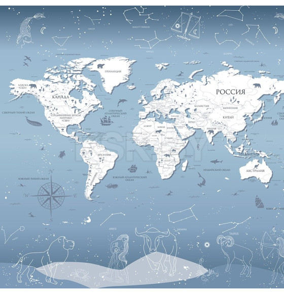 Фотообои Vimala Карта мира M807, 2700х3000мм (M807) 