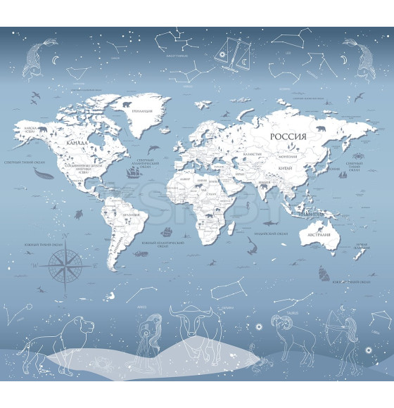 Фотообои Vimala Карта мира M807, 2700х3000мм (M807) 