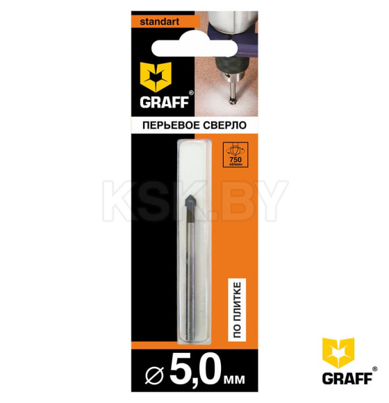 Сверло перьевое по плитке 5×65 Standart GRAFF (800562)
