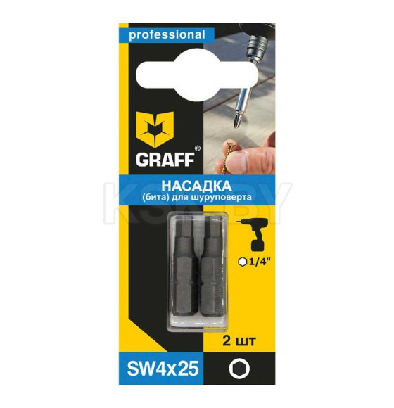 Бита HEX 4x25 мм GRAFF (2 шт.) (410425) 