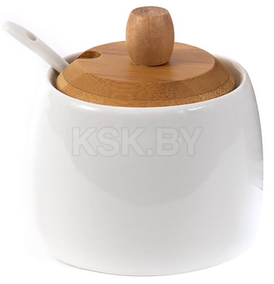Сахарница фарфор/бамбук с ложкой 300 мл/9*9*10 см 2631051 (2631051)