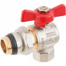 Кран шаровой 1/2" нар.-вн. угловой, бабочка (со сгоном) PN40 с уплотнительным кольцом AV Engineering (AVE095012E) 