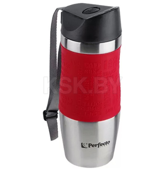 Термокружка с ремешком, 380 мл, нержавеющая сталь, red,  PERFECTO LINEA, 27-124800 (27-124800) 