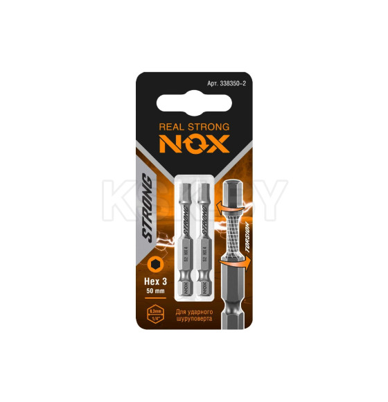 Бита HEX 5х50мм torsion NOX STRONG (2 шт.) (338550-2) 