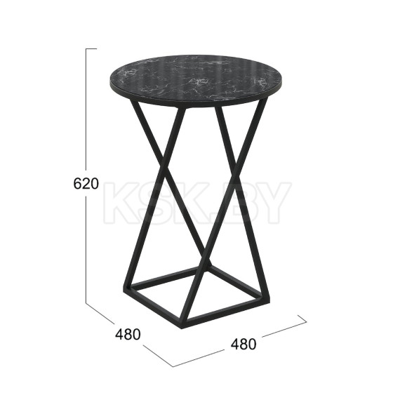 Стол журнальный ДП 1-03-05 исп. 2, д.480*620, стекло мрамор черный/черный, ТриЯ (95820) 