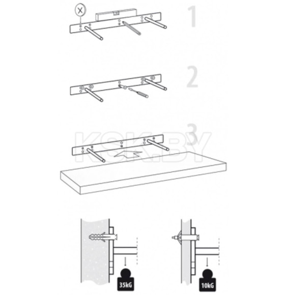 Полка бесконсольная серая FS 80/24 SZ (65125) 