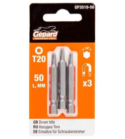 Бита TORX T20х50мм.  3шт GEPARD