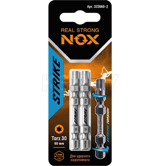 Бита TORX 30х60мм. impact Е6,3 (2шт/уп)  STRIKE  (333060-2) 