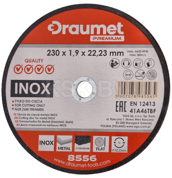 Диск отрезной по металлу 230x1.9х22.2 мм INOX DRAUMET PREMIUM 8556 (8556) 