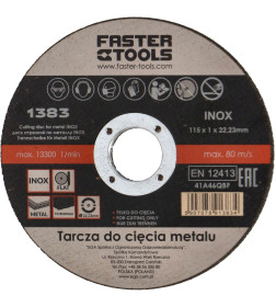 Диск отрезной по металлу 115х1.0х22.2 мм INOX FASTER TOOLS 1383