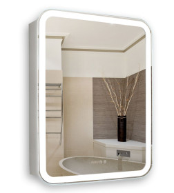 Шкаф зеркальный Silver Mirrors.Фиджи" 600х800 R-78 правый, ЧАСЫ